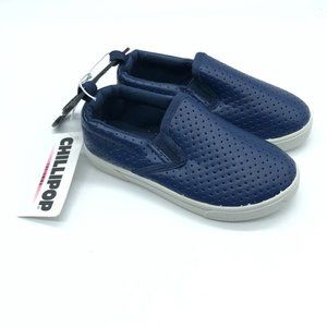 Chillipop Toddler Boys Girls Slip On Sneakers Faux Leather Navy Blue Size 7